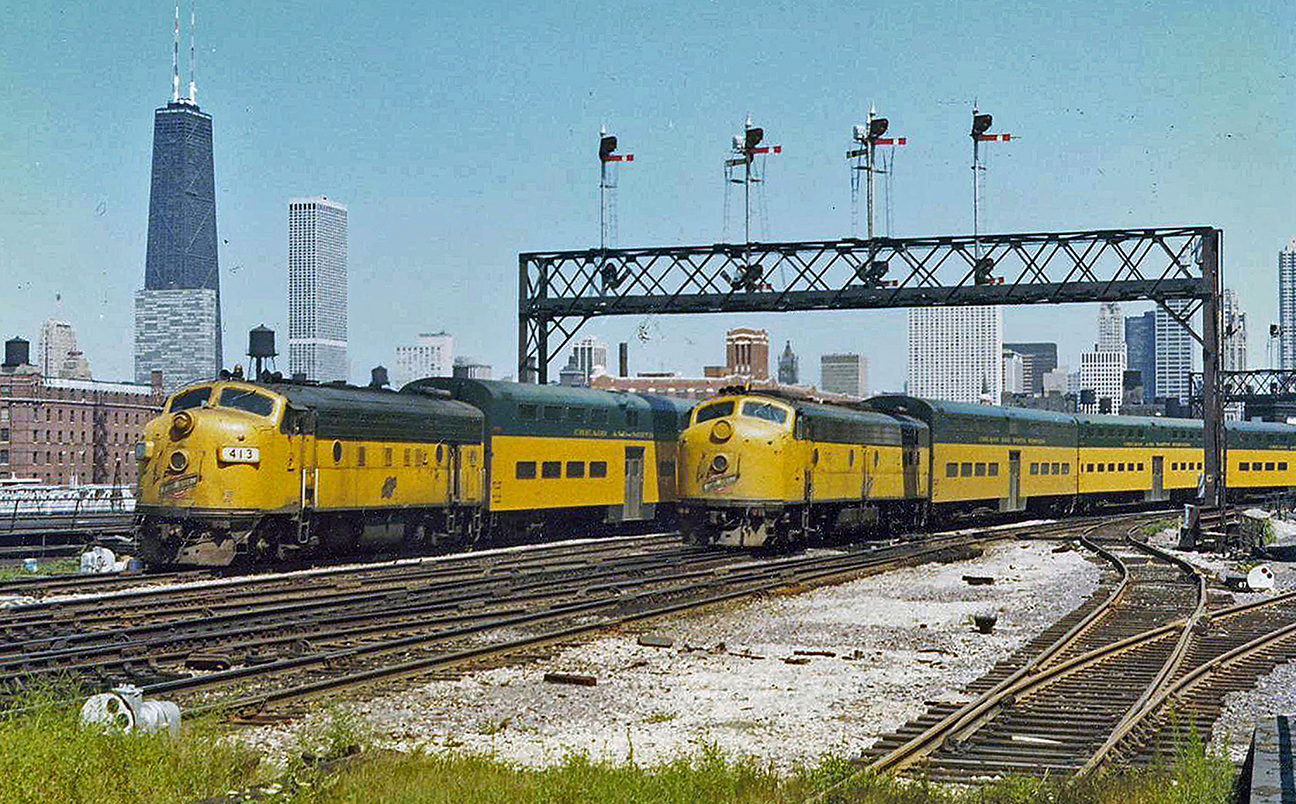 Yellow train on Baltimore tracks