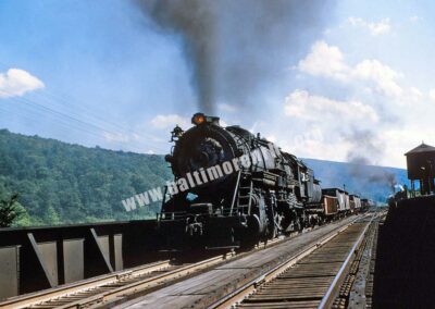 June 1956 - B&O Westbound Freight Train with S-1 in lead at Hyndman, PA