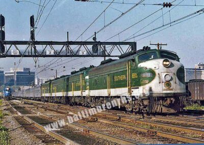 1978 - Southern Railway's Southern Crescent rolls through RO Tower interlocking on Conrail's former PRR freight main in Arlington, VA