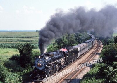 1982 - Ex-Chesapeake and Ohio Railway 2-8-4 No. 2716 leads a north bound Southern Railway excursion train on the Southern main at Culpeper, VA