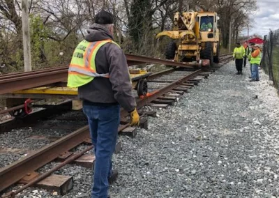 Work will continue to drill and spike the new rails, add new ballast, then tamp the track.